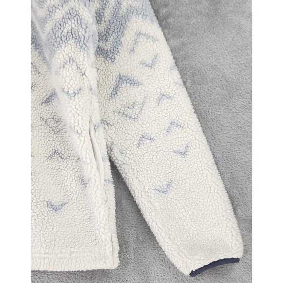 Victorias Secret Pink Sweater Womens Medium Blue White Fair Isle 1/4 Zip Sherpa - Picture 8 of 10